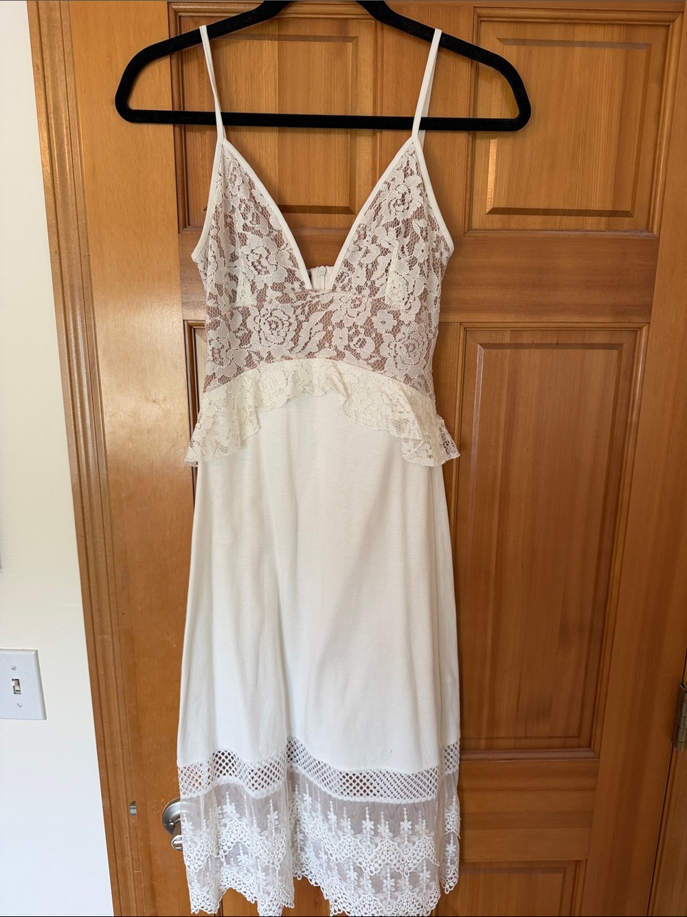 French Connection Ivory Lace Peplum Slip Dress